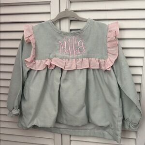 Kids Ruffled Blouse - Pink and Green
